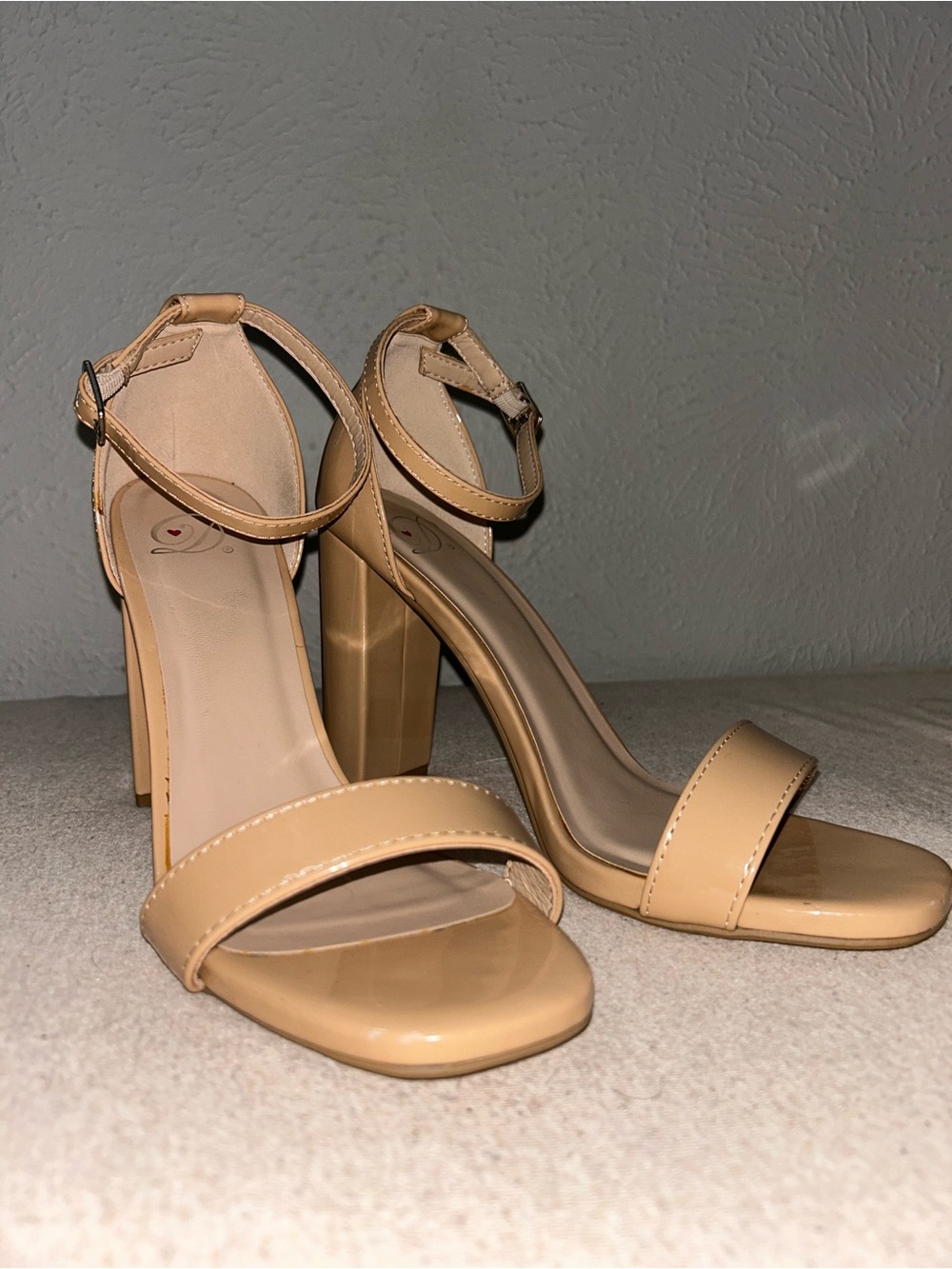 Women's Nude Ankle-Strap Block Heel Sandals